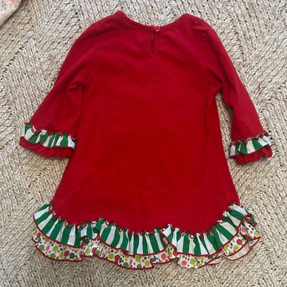 Rare Editions ruffle hem ribbon Christmas tree pants set size 4t - Picture 4 of 5